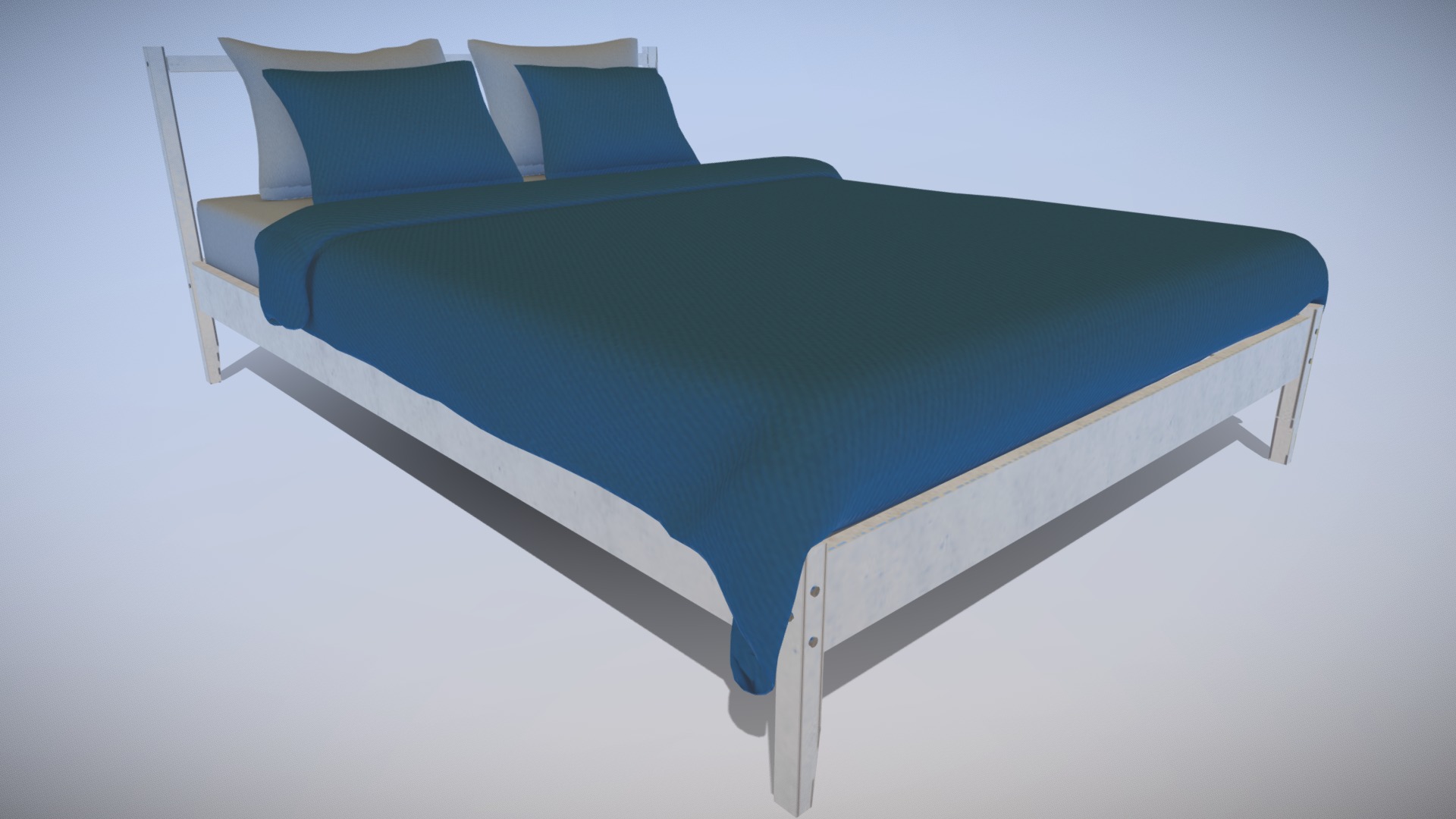 3D model Fjelse Bed IKEA VR AR Low Poly Low-poly - This is a 3D model of the Fjelse Bed IKEA VR AR Low Poly Low-poly. The 3D model is about a bed with a blue cover.
