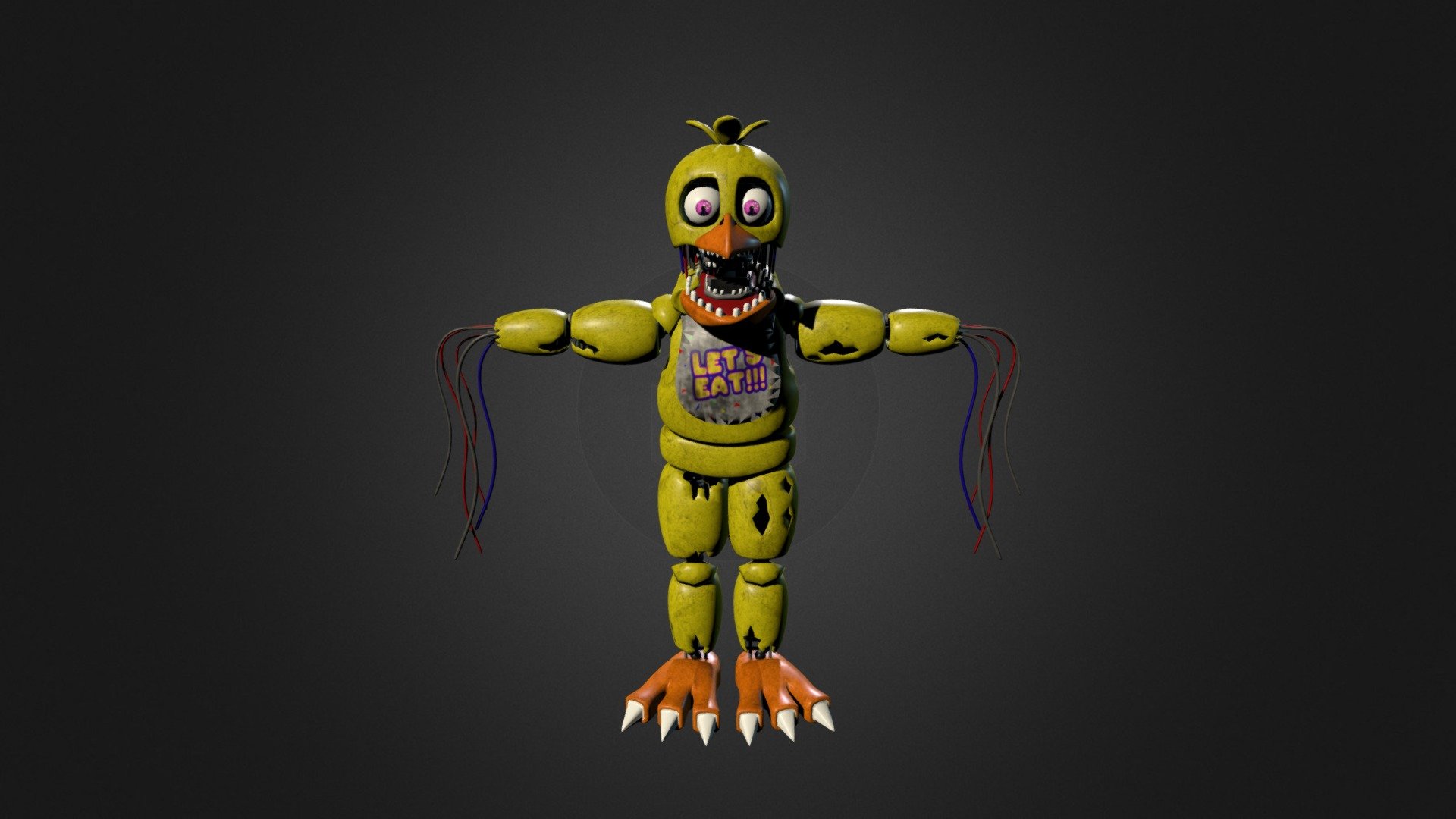 Олд чика. Олд чика из ФНАФ 2. Withered чика 3d model. Олд чика SFM. FNAF 2 Withered chica.