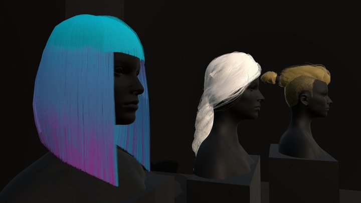 Game Hair Collection - Game Asset 3D Model