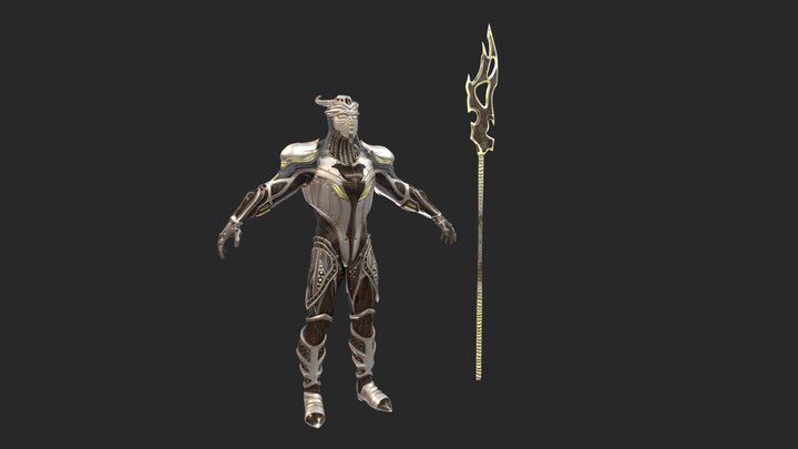Futuristic knight with a spear 3D Model