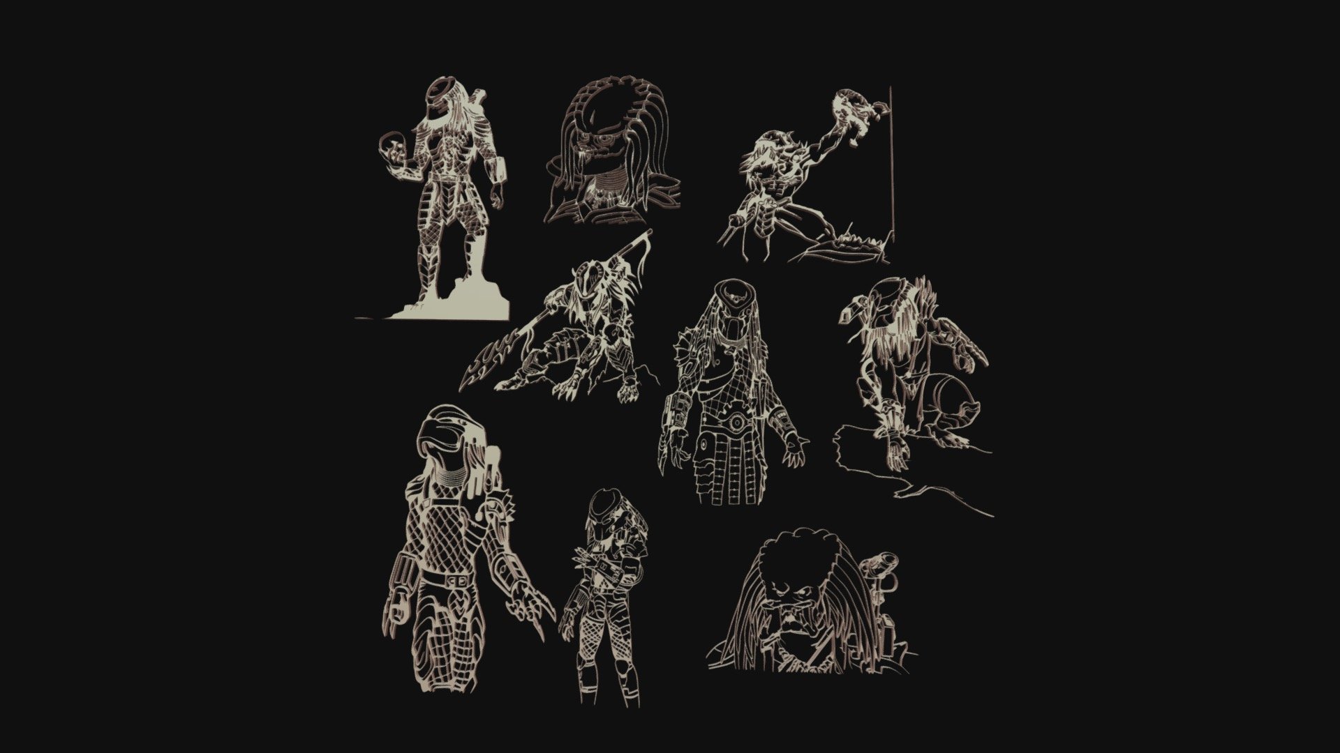 The Predator Collection (ONLY SCRIBBLES) - Download Free 3D model by ...