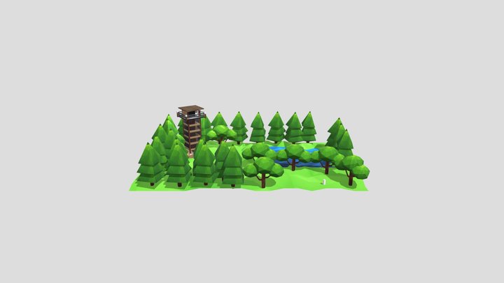 Low Poly Watchtower Environment 3D Model
