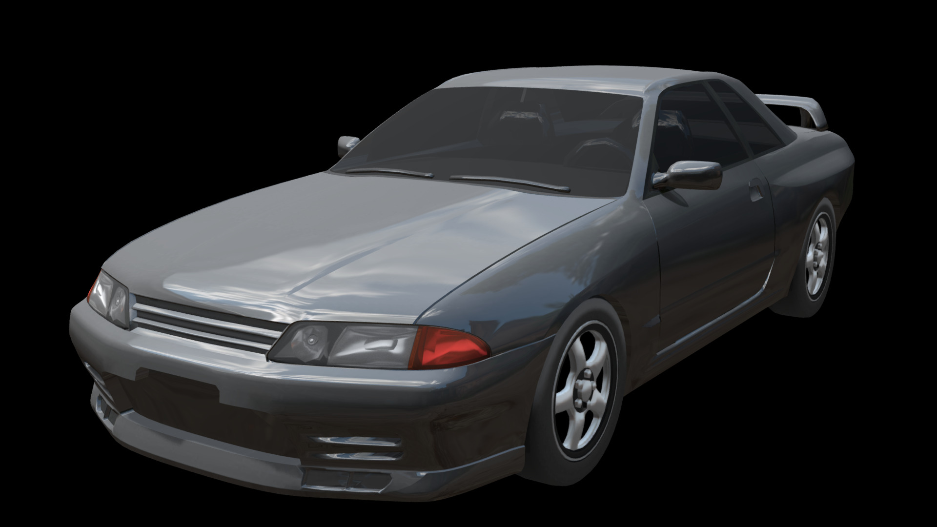 3D model Nissan Skyline R32 GTR - This is a 3D model of the Nissan Skyline R32 GTR. The 3D model is about a white car with a black background.