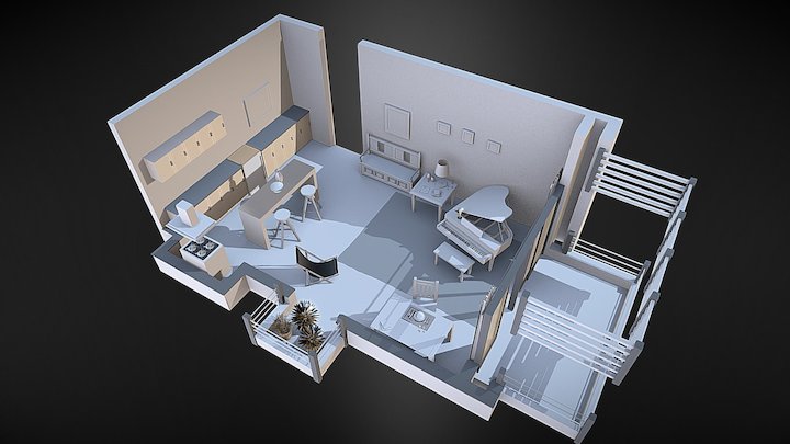 Modern Studio Apartment 3D Model