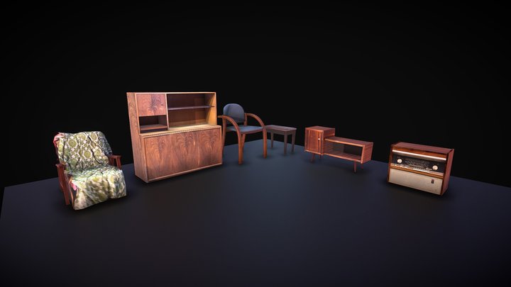 Soviet Furniture Pack (LowPoly) 3D Model