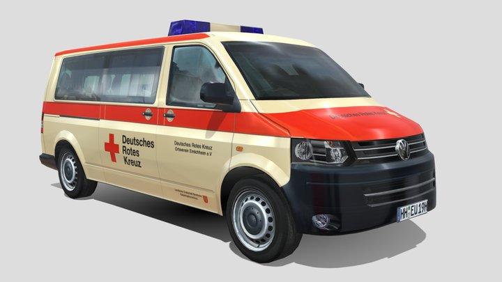 Volkswagen T5 Deutsches Rotes Kreuz 3D Model