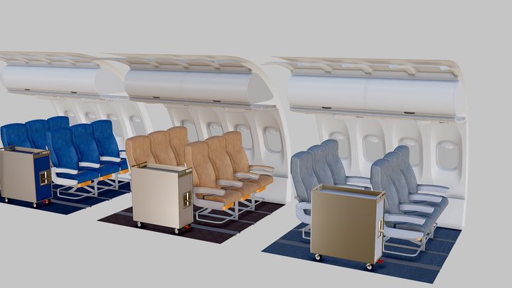 Pack Airplane chair 3 colors 3D Model