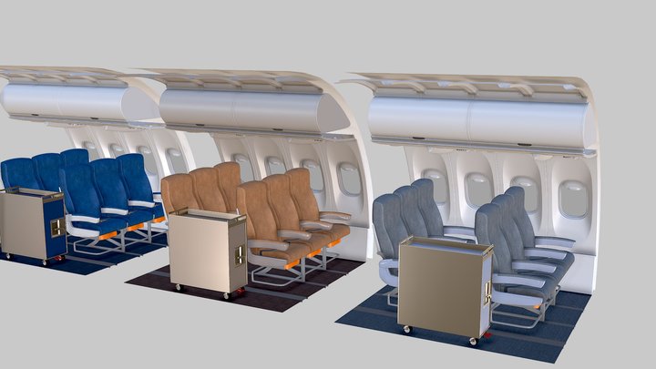 Pack Airplane chair 3 colors 3D Model