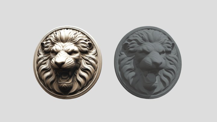 Statue Lion Face 002 – Gratis 3D-model STL
