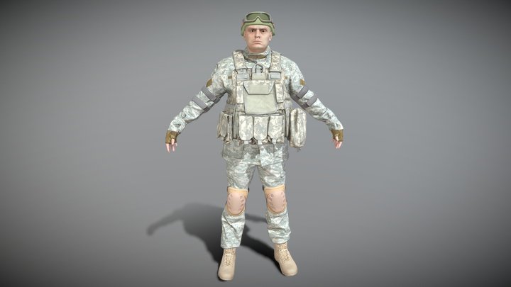 American soldier in ACU 13 3D Model