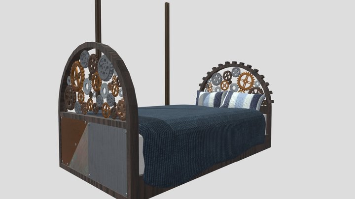 Steampunk Bed 3D Model