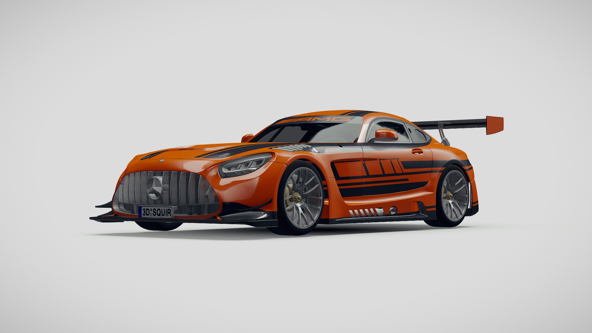 3D model Mercedes AMG GT3 2020 - This is a 3D model of the Mercedes AMG GT3 2020. The 3D model is about an orange sports car.