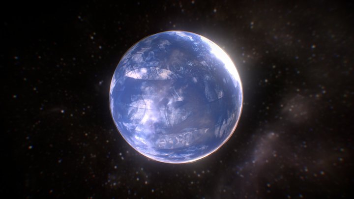Ice planet with procedural textures 3D Model