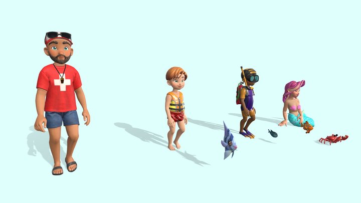 Kekos Tropical Beach - Characters and animals 3D Model