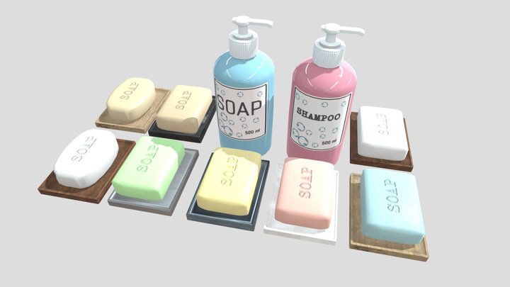 Soaps Low Poly PBR Game Ready 3D Model