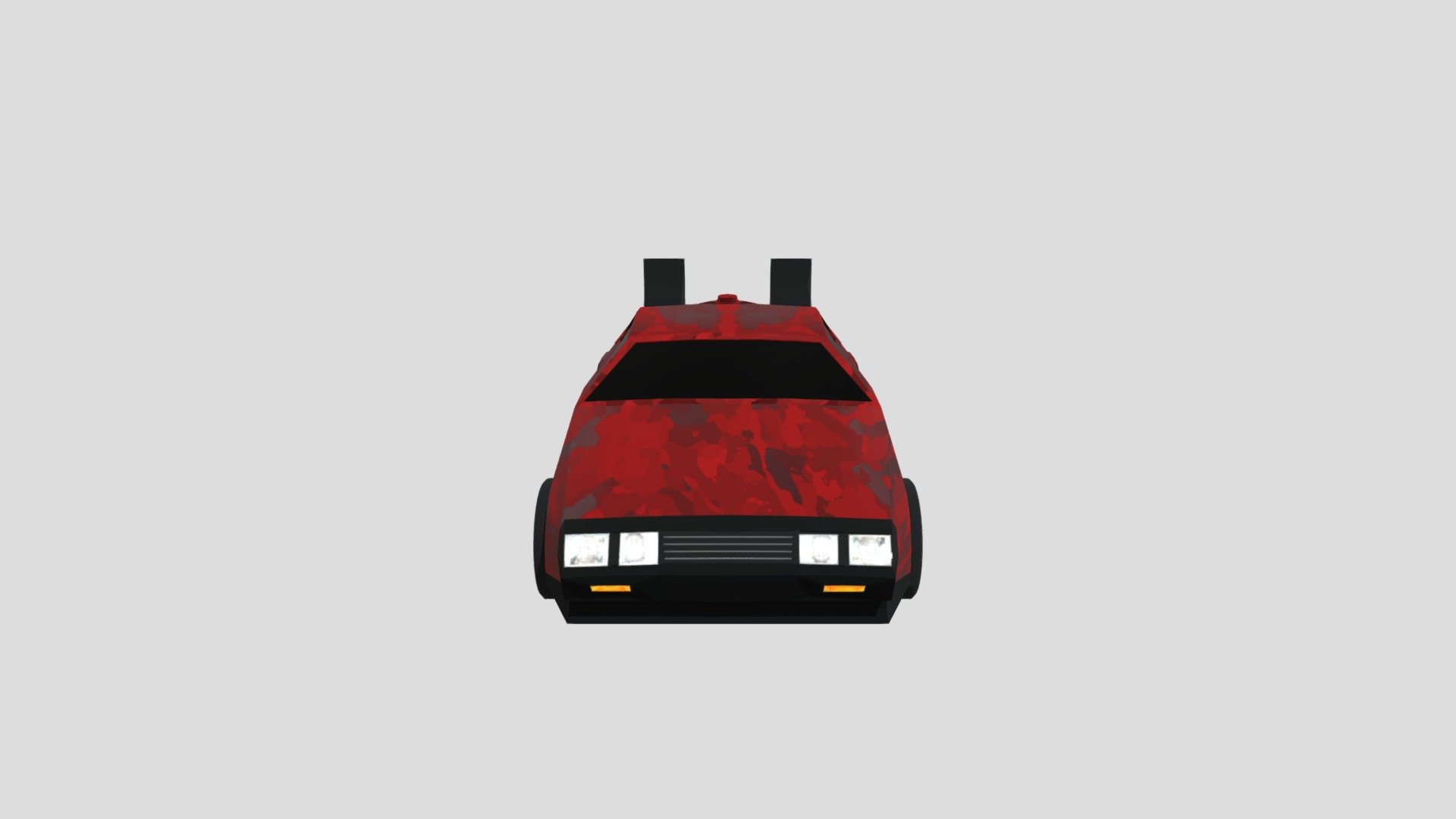 Red and Black Delorean Model
