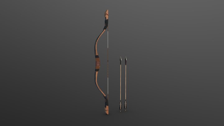 Mongol Bow and Arrow 3D Model