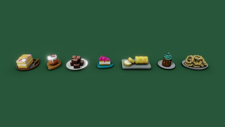 Lowpoly Cake Food Game Ready Asset Pack #1 3D Model