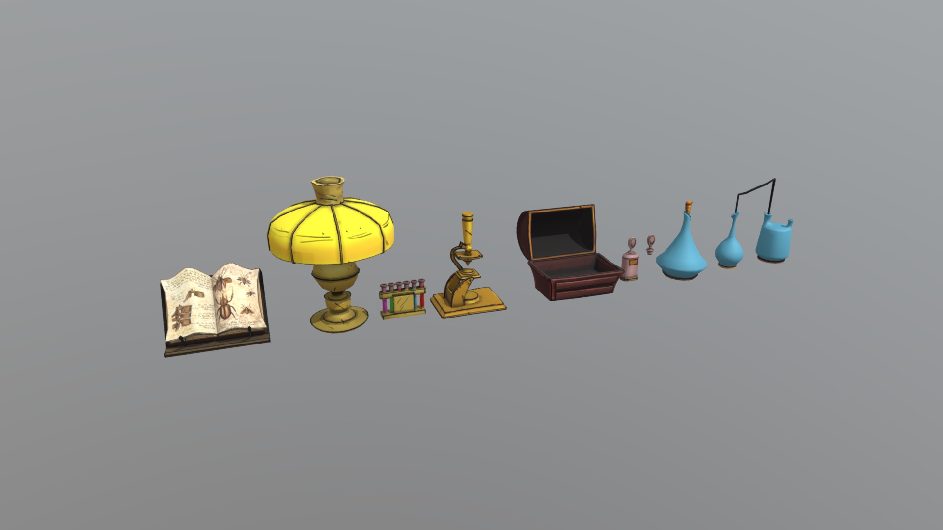 3D model Laboratory items - This is a 3D model of the Laboratory items. The 3D model is about a group of lamps.