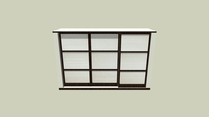Wooden Japanese Style Wardrobe 3D Model