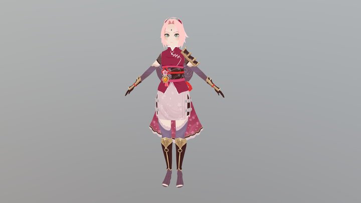 Sakura Haruno Genshin Impact Fan Art 3D Model
