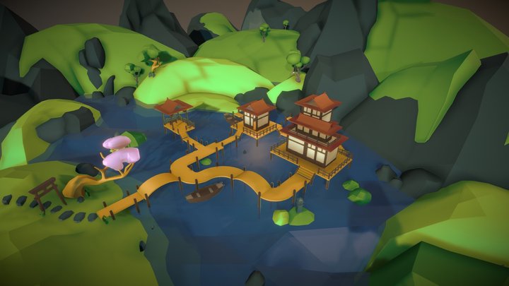 Minimalistic Japanese Environment 3D Model