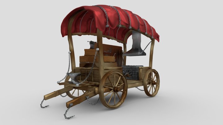 DAE Sculpting Exam : The Traveling Wagon 3D Model