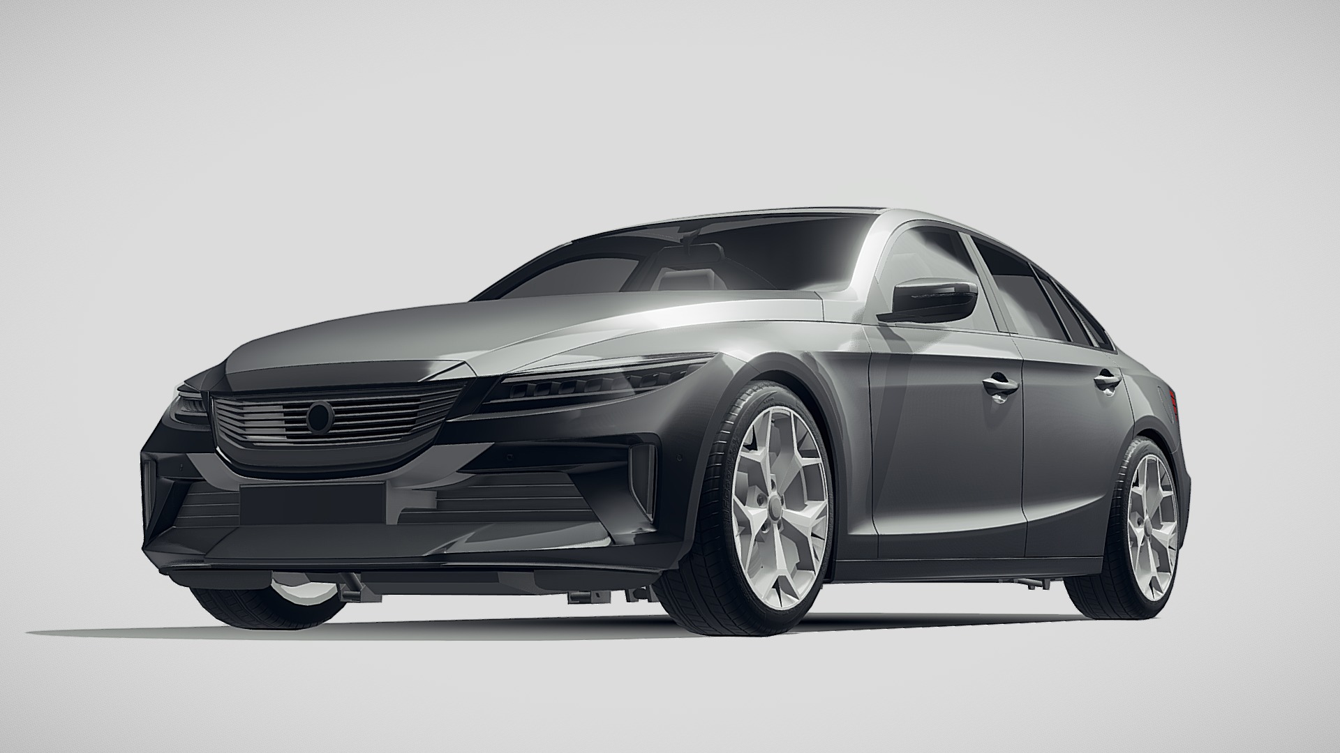 3D model LowPoly Generic Sedan 2019 - This is a 3D model of the LowPoly Generic Sedan 2019. The 3D model is about a black car with a white background.
