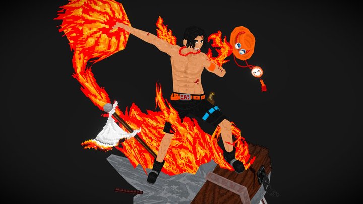 PORTGAS D. ACE - One Piece 3D/pixel art figure 3D Model