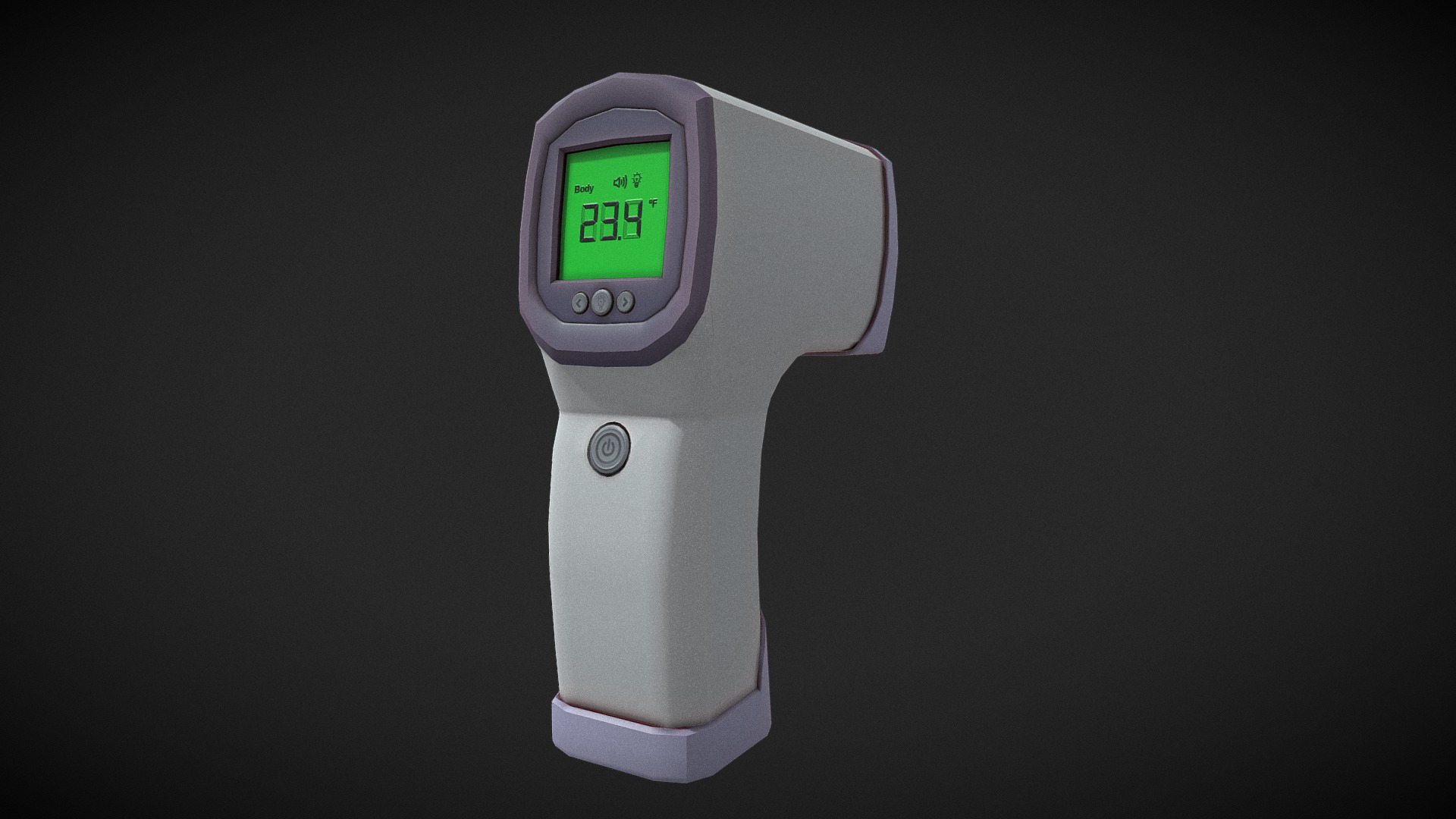 3D model Forehead Thermometer - This is a 3D model of the Forehead Thermometer. The 3D model is about a white and green electronic device.