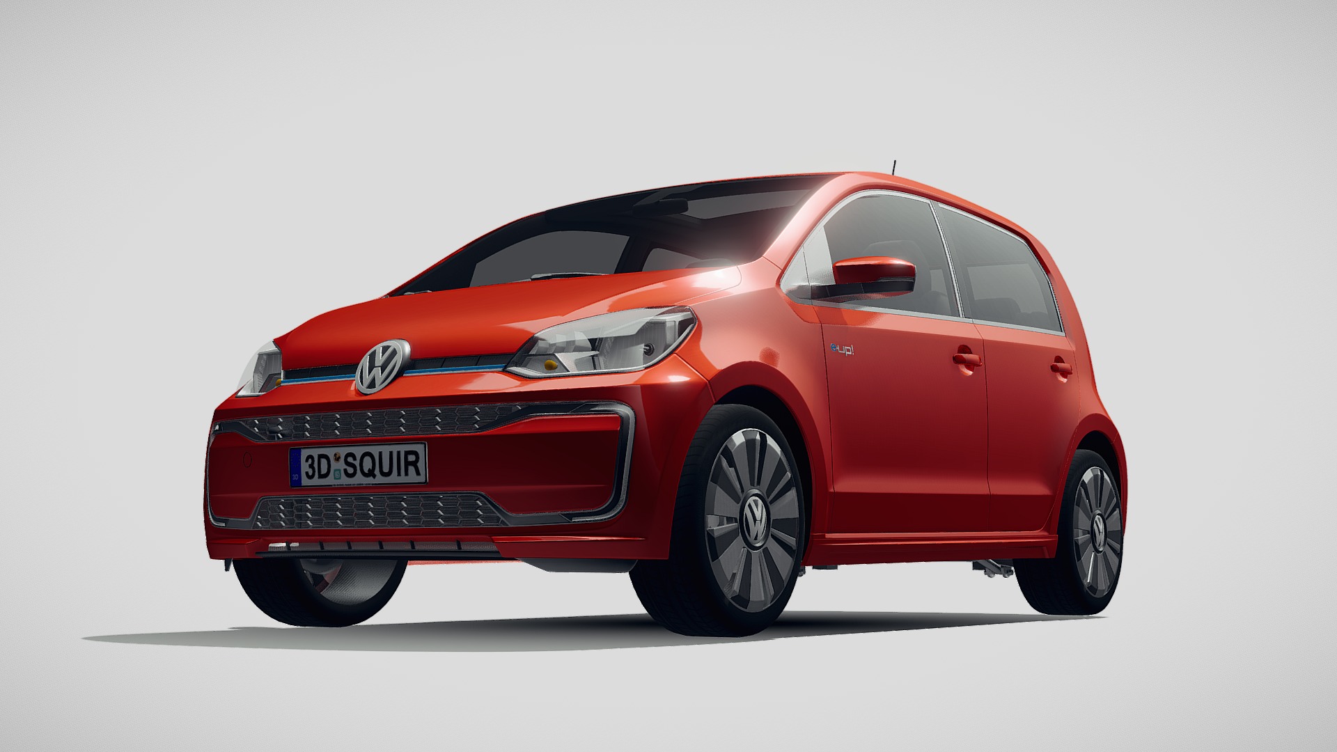 3D model Volkswagen e-UP 2019 - This is a 3D model of the Volkswagen e-UP 2019. The 3D model is about a red car with a white background.