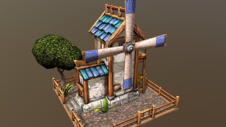 Fantasy hand painted Mill 3D Model