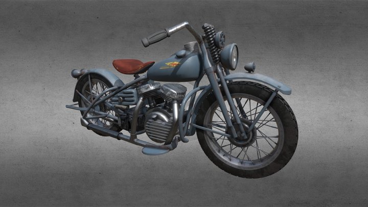 Vintage motorcycle game ready 3D Model