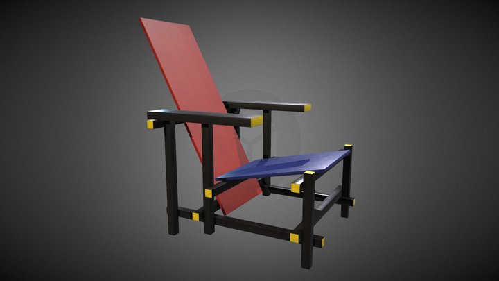 Red and Blue Chair 3D Model