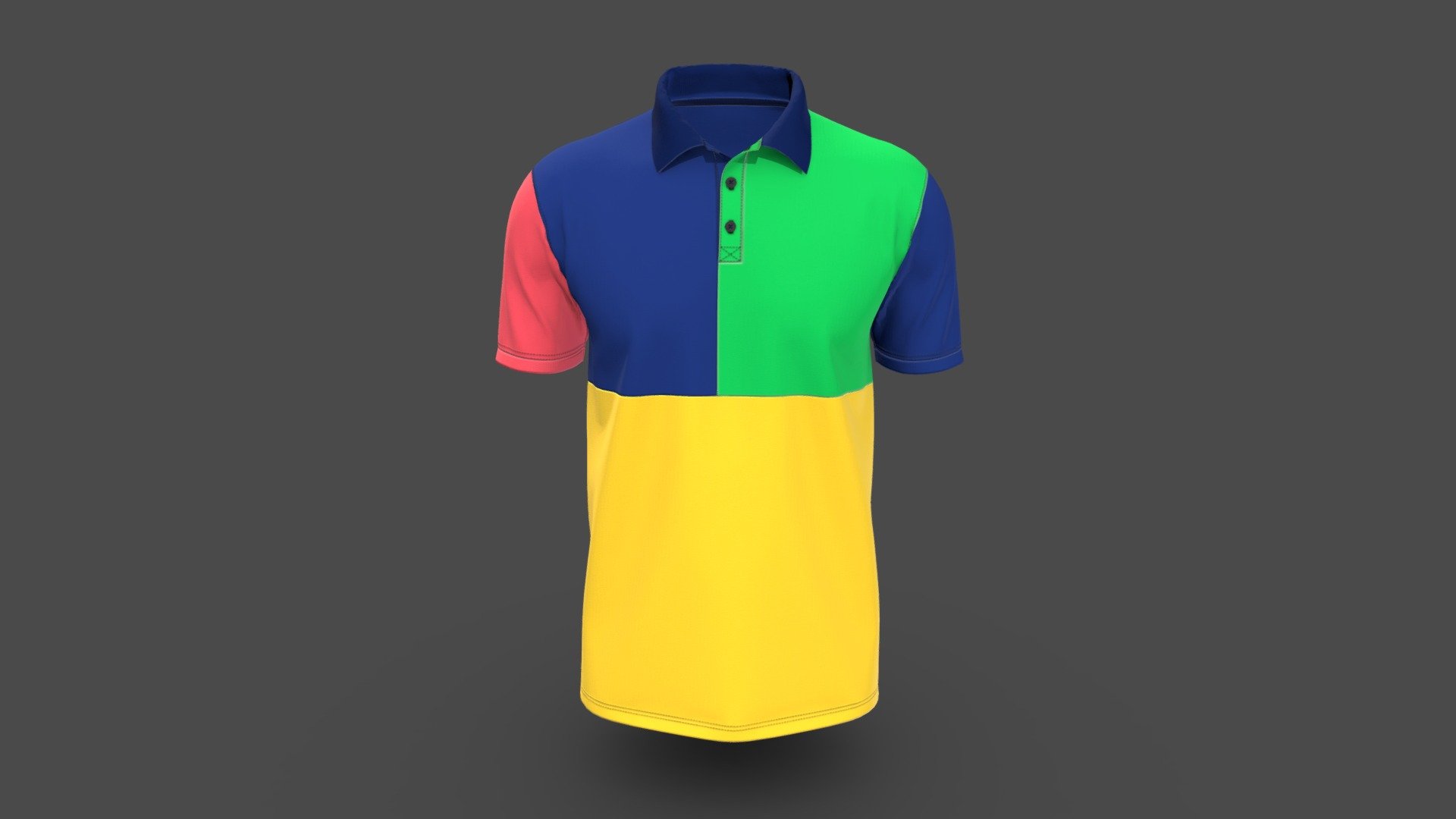 Men Color Block Polo Shirt - Buy Royalty Free 3D model by BINARYCLOTH ...