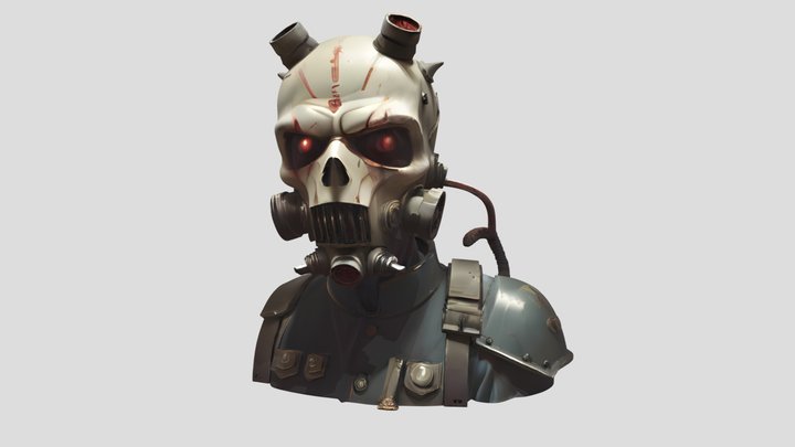 aicreated  man skull head gear 3D Model