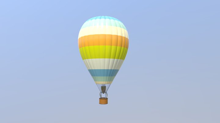Hot air balloon Retro Color 3D Model
