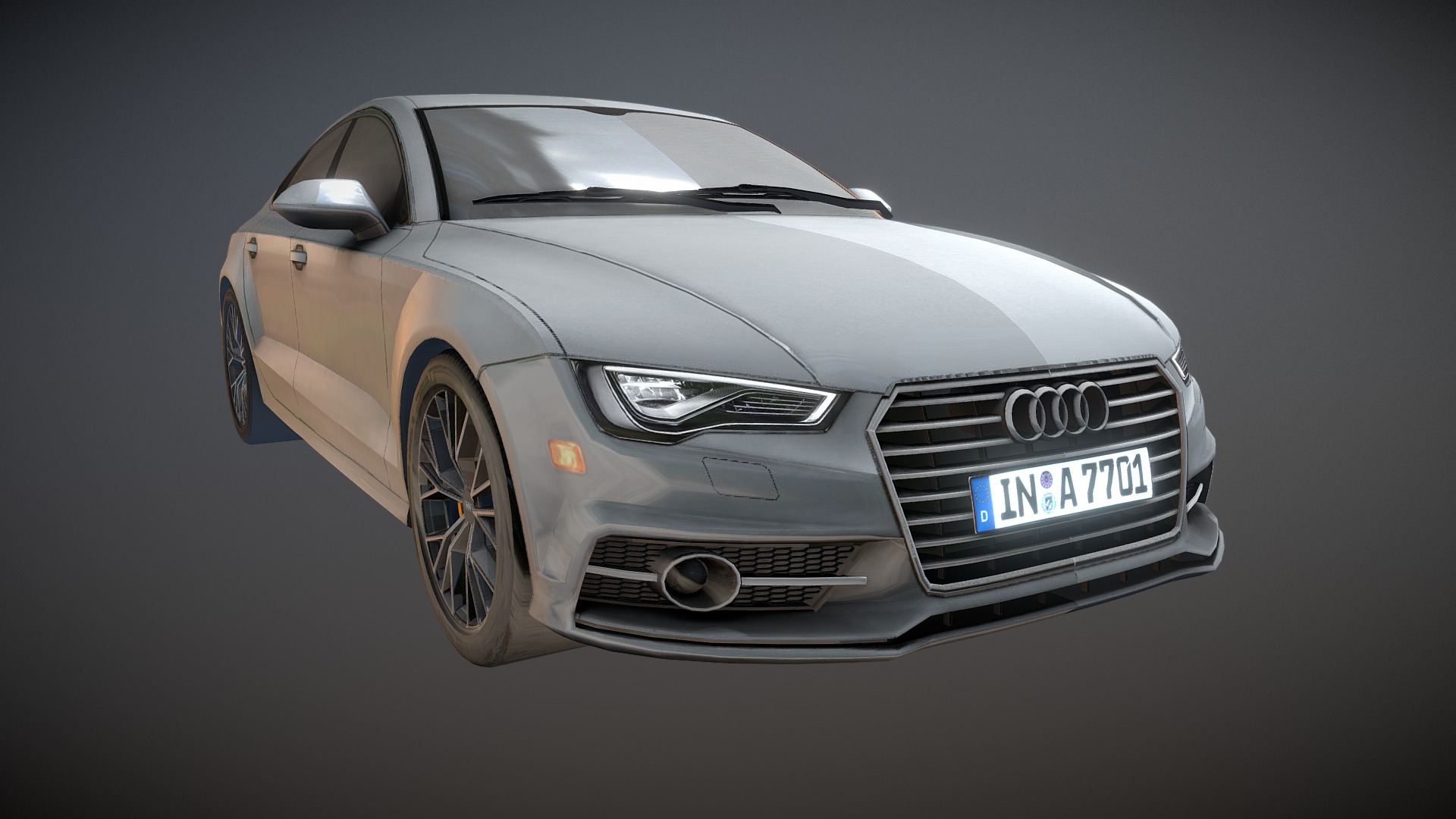 3D model Audi 2016 Car Model Mid Poly - This is a 3D model of the Audi 2016 Car Model Mid Poly. The 3D model is about a silver sports car.