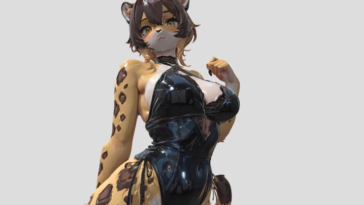 A woman in animal in tigress wearing footwear 3D Model