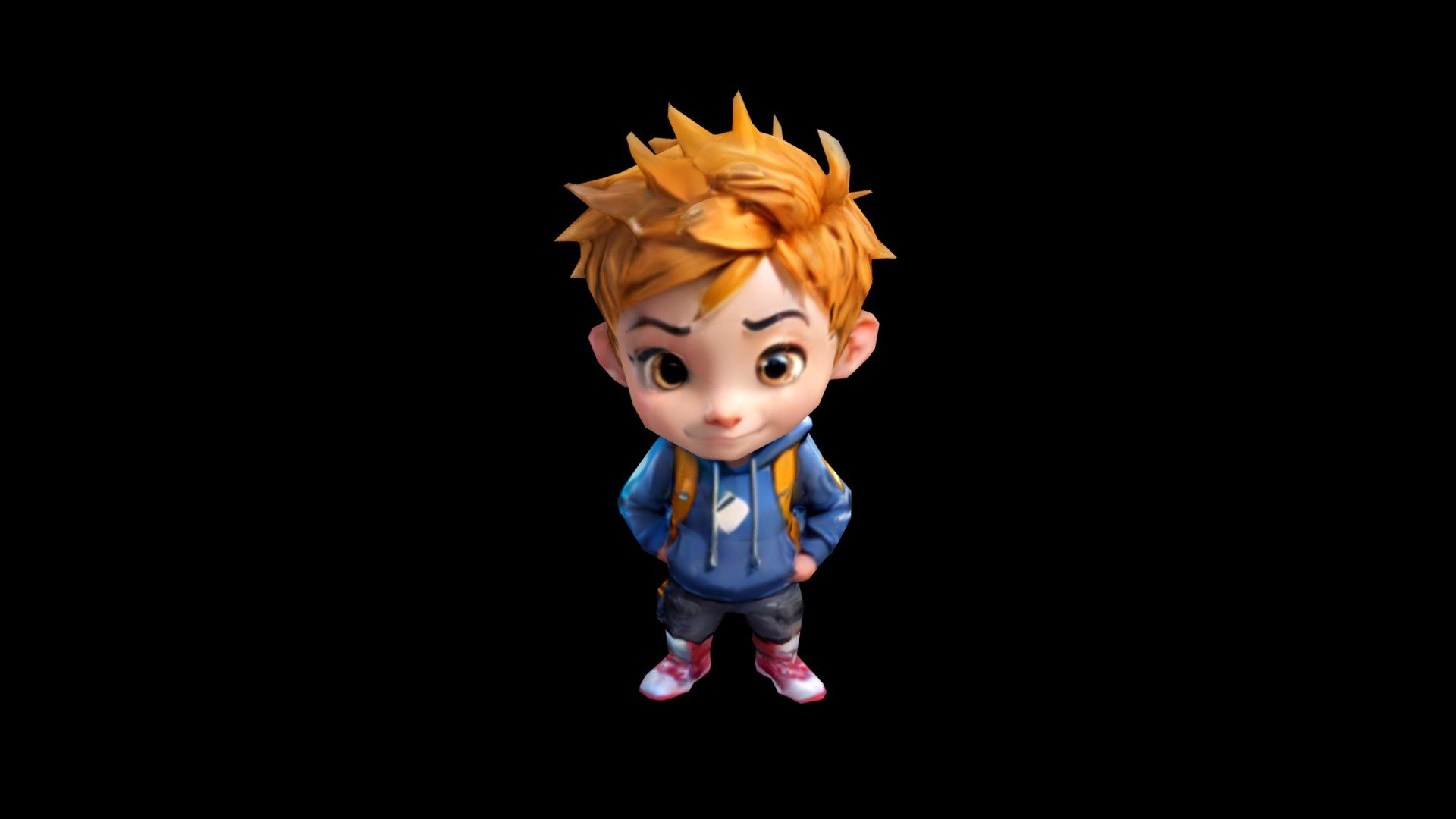 A young boy with spiky hair, wearing a blue hood - Download Free 3D ...