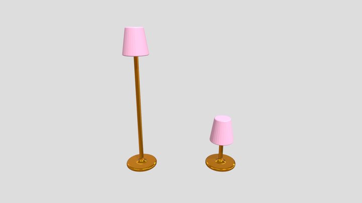 Table And Floor Lamp 3D Model