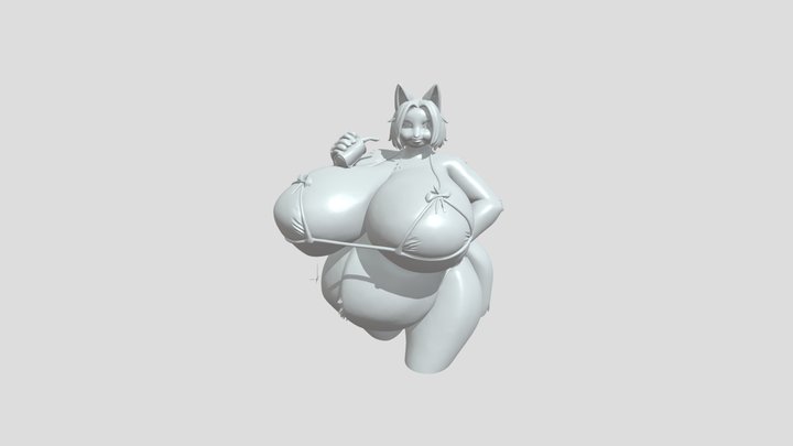 Anthropomorphic cat in bikini 3D Model