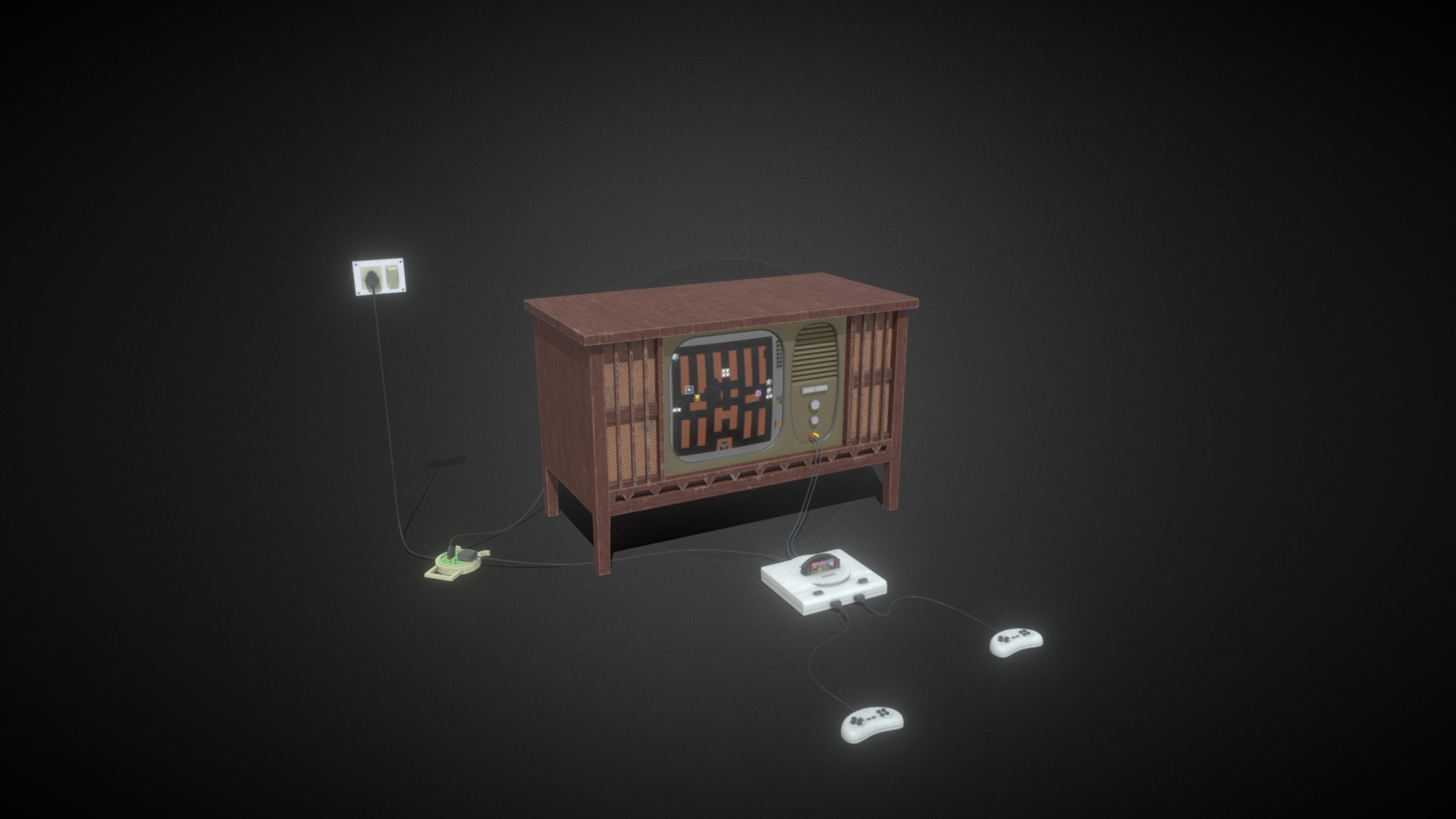 3D model Retro Video Game Console - This is a 3D model of the Retro Video Game Console. The 3D model is about a small house with a small screen.