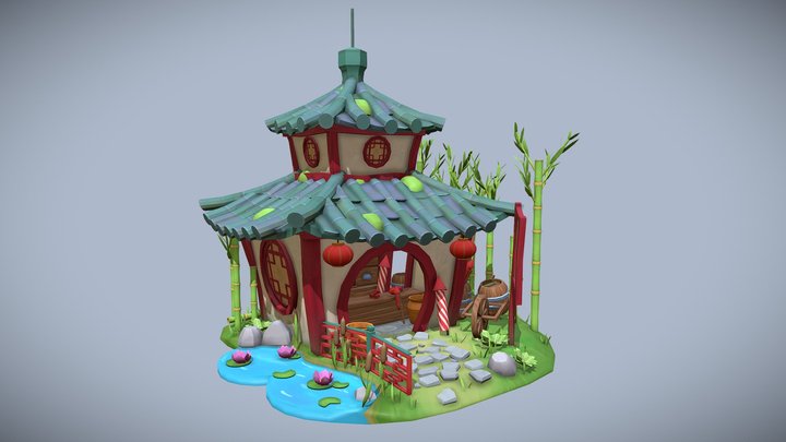 Ancient Chinese firework shop 3D Model