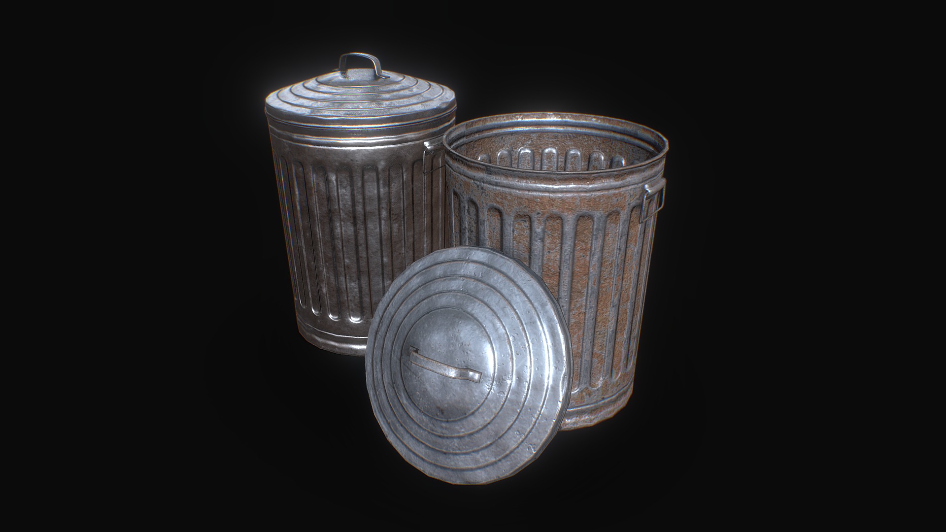 3D model Trash Can - This is a 3D model of the Trash Can. The 3D model is about a couple of metal containers.