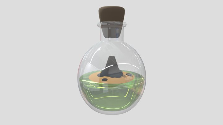 Island in a glass bottle 3D Model
