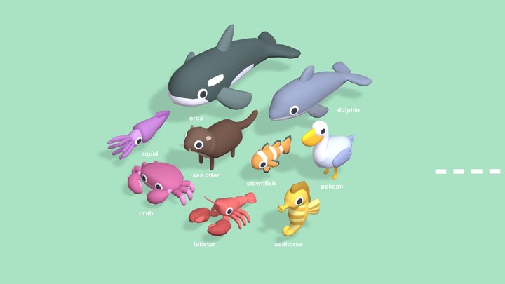Quirky Series - Sea Animals Vol 1 - 3D model by Omabuarts Studio