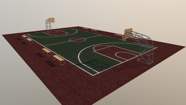SchoolProject - Basketball place by #ROBJ 3D Model