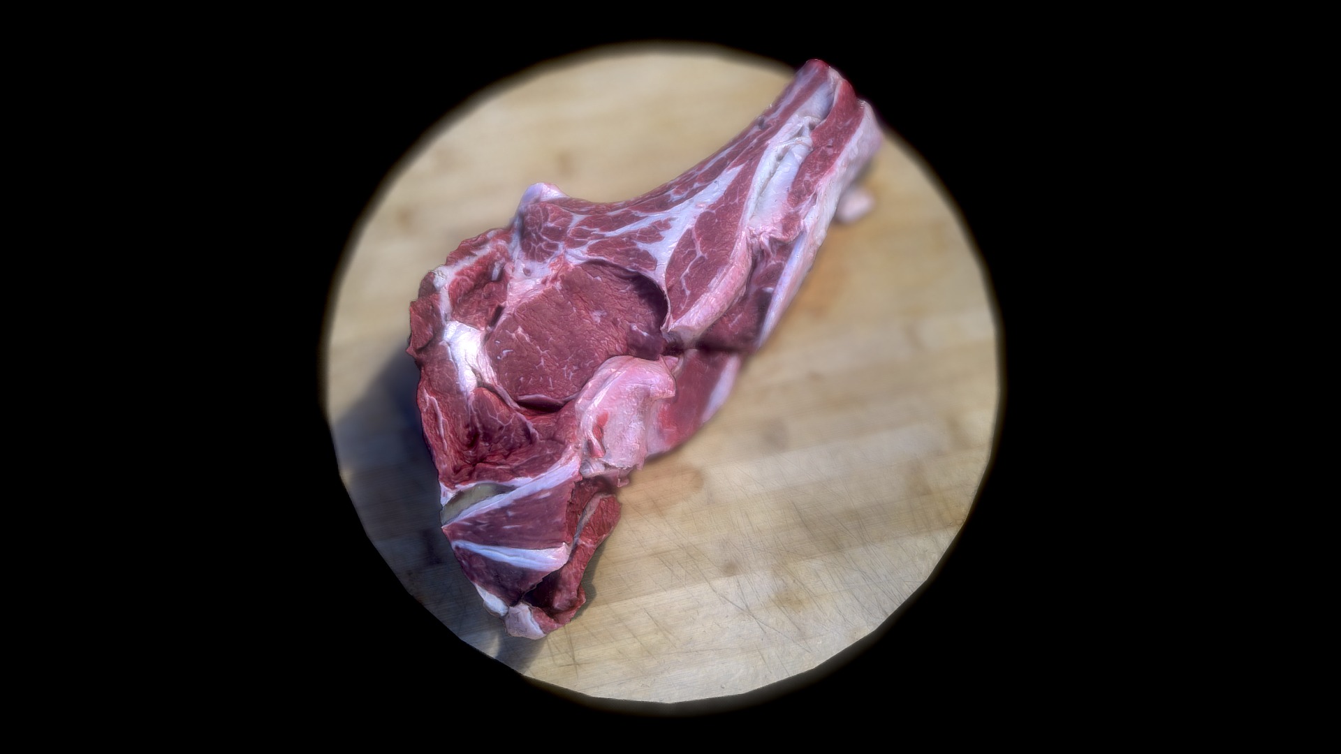 3D model ? Côte de boeuf ? - This is a 3D model of the ? Côte de boeuf ?. The 3D model is about a piece of meat on a plate.