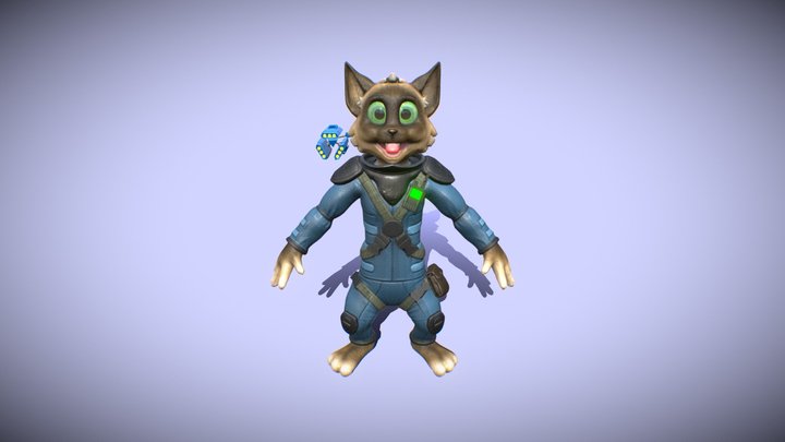 Cat Hero midpoly 3D Model